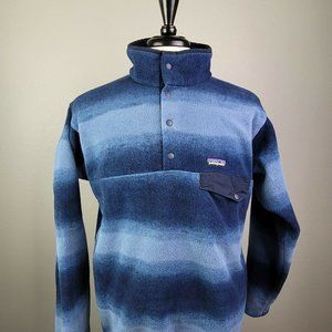 Patagonia Synchilla Snap T Fleece Pullover Jacket Blue Stripe Ombre Mens Medium